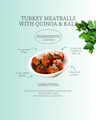 Healthy Turkey Meatballs with Quinoa and Kale