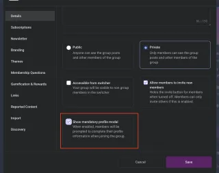 Disable or Enable the Mandatory Profile Modal in Fortunyx Communities
