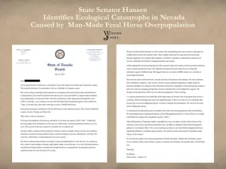 Nevada Senator Calls Wild Horse Overpopulation an Ecological Catastrophe