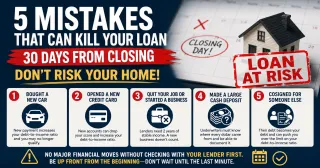 Five Moves That Kill a Mortgage Thirty Days Before Closing and How to Make Sure None of Them Happen to You