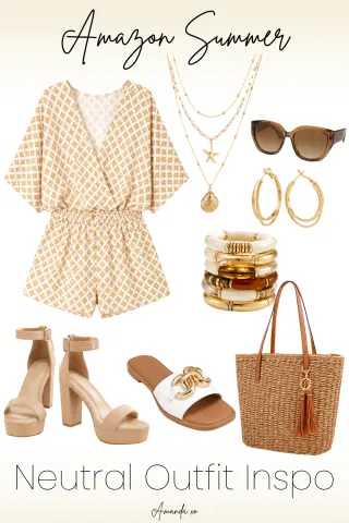Summer Neutral Romper Outfit Inspiration for Lunch, Vacation & Casual Days Out