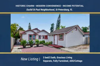Home for Sale with Furnished ADU, Income Streams, Euclid St Paul Neighborhood in St Petersburg FL