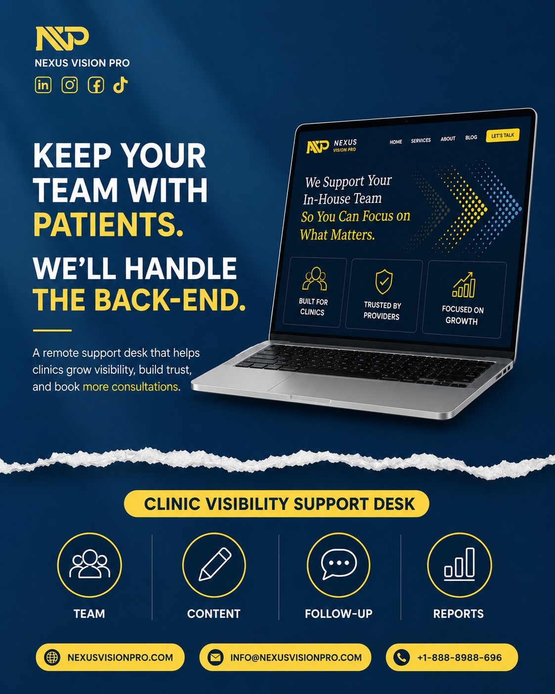 Keep Your Clinic Team With Patients. Let the Back-End Support the Growth.