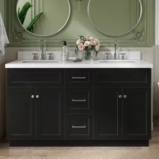 Install Vanity with single or double sinks 60"