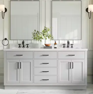 Install Vanity with two sinks 72"