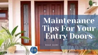 Maintenance Tips For Your Entry Doors