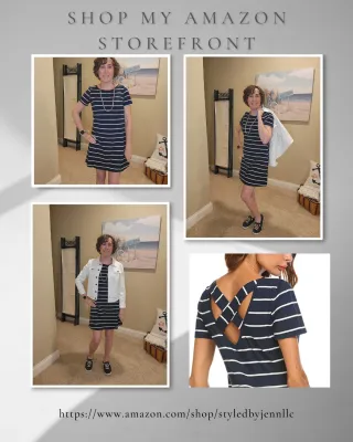Navy & White Striped Dress