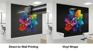 Comparing Direct-to-Wall Printing and Vinyl Wraps for Large-Scale Corporate Digital Art Installations