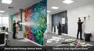 Direct-to-Wall Printing vs. Traditional Vinyl: Comparing Sustainability and Environmental Waste in Commercial Design
