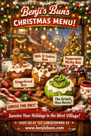 The Sweetest Christmas Tradition in NYC: Benji's Buns Holiday Menu Is Here