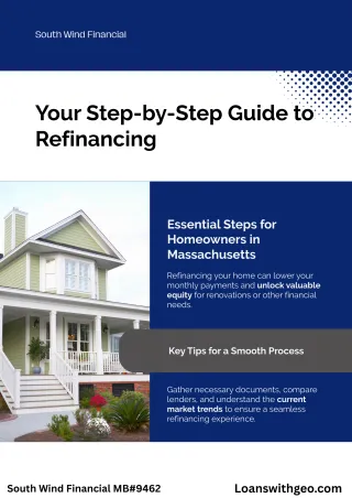 Refinance your home in Massachusetts with ease. South Wind Financial helps lower payments, unlock equity, and secure better mortgage terms today.