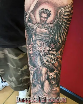 Black and Gray St. Michael Tattoo