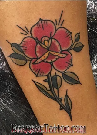Color Traditional Rose Tattoo