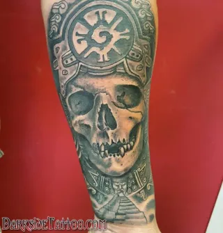 Black and Gray Mayan Witchdoctor Tattoo