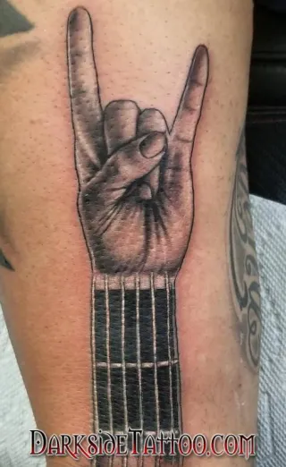 Black and Gray Devil Hand Tattoo