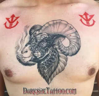 Black and Gray Ram Tattoo