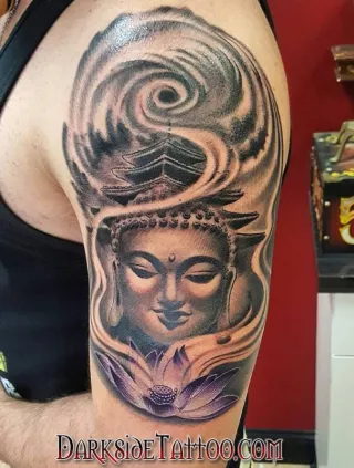Black and Gray Buddha Tattoo