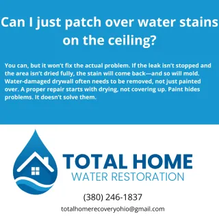 Can I just patch over water stains on the ceiling?