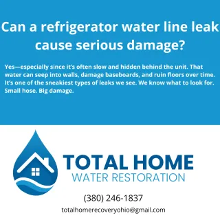 Can a refrigerator water line leak cause serious damage?