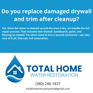 Do you replace damaged drywall and trim after cleanup?