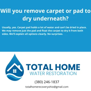 Will you remove carpet or pad to dry underneath?