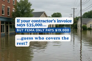 If your contractor’s invoice says $35,000… but FEMA only pays $19,000 — guess who covers the rest?