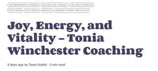 Joy, Energy, and Vitality - Tonia Winchester Coaching
