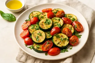 Grilled Zucchini & Tomato Salad with Basil
