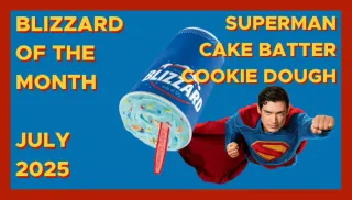 July Blizzard of the Month: Superman Cake Batter Cookie Dough