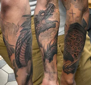 Dragon burns church tattoo