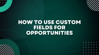 How to use Custom Fields for Opportunities