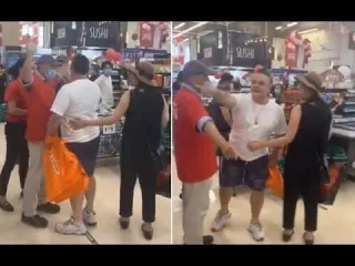 Most entertaining MASK showdown! Racist man refusing to wear mask @ T&T Chinese Supermarket