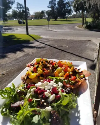 Bruschetta & Arugula Salad with Raspberry Vinaigrette
