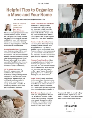 Helpful Tips to Organize a Move and Your Home