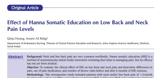 Study: Effect of Hanna Somatic Education on Low Back and Neck Pain Levels