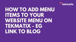 How To Add Menu Items to Your Website Menu on TekMatix - eg link to blog
