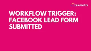 Workflow Trigger: Facebook Lead Form Submitted