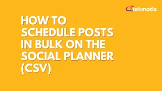How to schedule Posts in Bulk on the Social Planner (CSV)