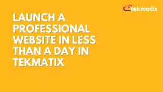 Launch a Professional Website in Less Than a Day in Tekmatix