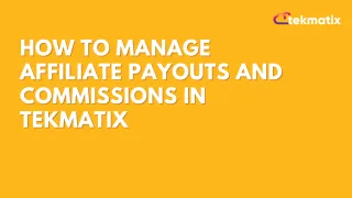 How To Manage Affiliate Payouts and Commissions in Tekmatix