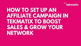 How To Set Up an Affiliate Campaign in Tekmatix to Boost Sales & Grow Your Network