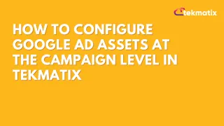 How To Configure Google Ad Assets at the Campaign Level in Tekmatix
