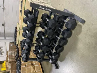 5-50lb (550lbs) Rubber Hex Dumbbell Set with Storage Rack