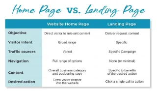 Home Page VS Landing Page