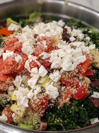 Massaged Kale Greek Salad