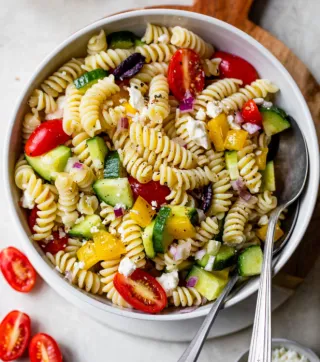 Greek Tuna Pasta Salad