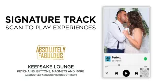 Signature Track Scan to Play Experiences | A Premium Photo Booth Keepsake Lounge Feature for Weddings and Events in Greenwich, CT, NYC and Beyond
