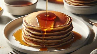 Vegan Buttermilk Pancakes with Maple Syrup