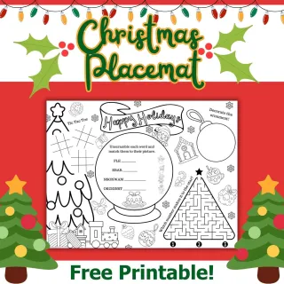 Get Festive with a Free Christmas Placemat Made for Kids!