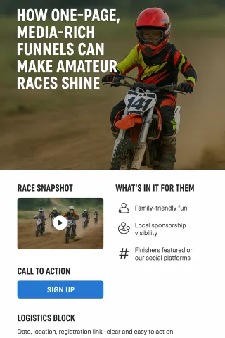 How One-Page, Media-Rich Funnels Can Make Amateur Races Shine (Without a Marketing Team)